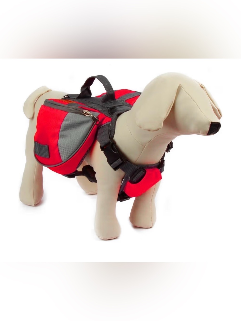 NWT L Dog Backpack Saddle Bag, Travel, Hike, Camping, Red & Grey, New in Package